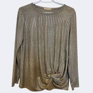 Pebble & Stone Twist Front Shimmer Top Size Medium